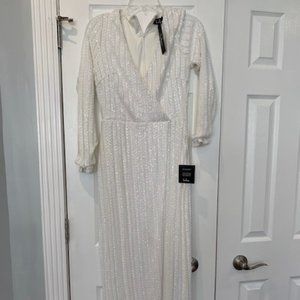 Love Lasts Forever White Sequin Long Sleeve Maxi Dress